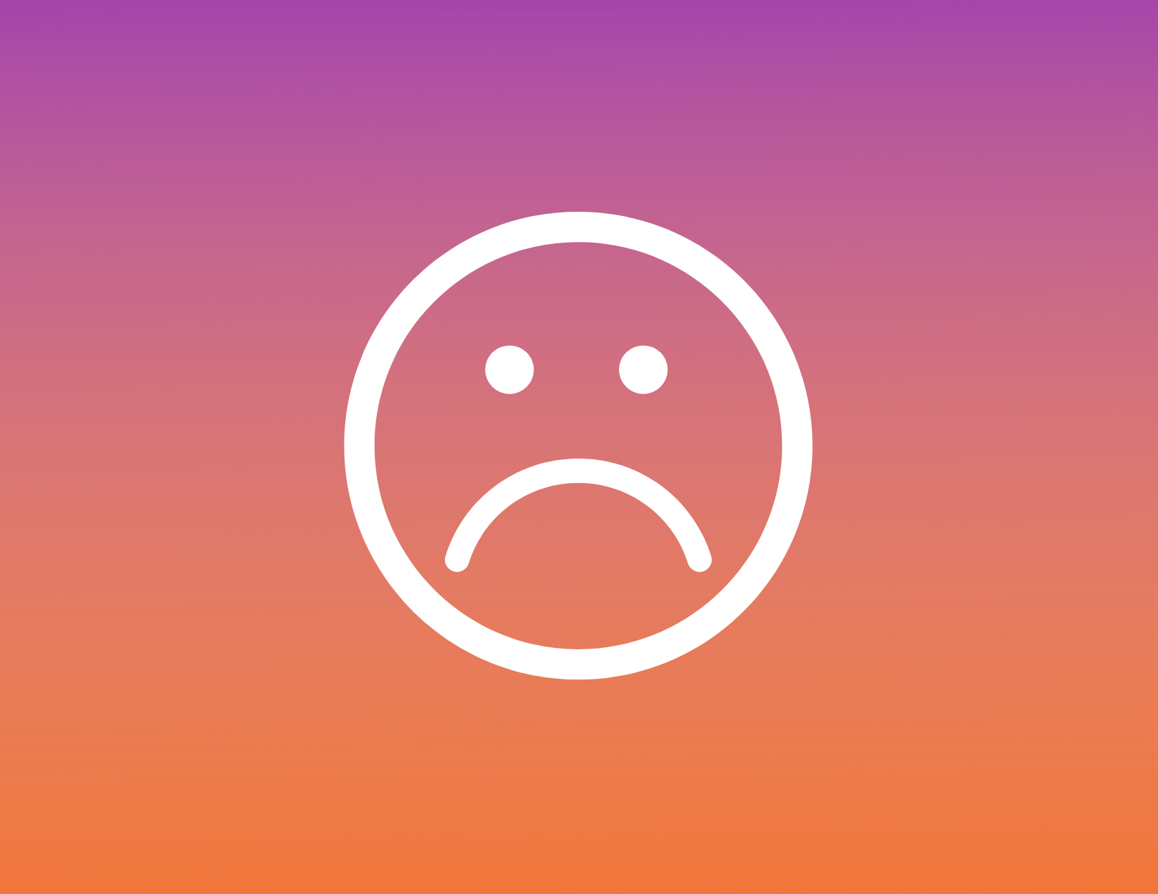 A frowning face emoji on an orange and purple background.